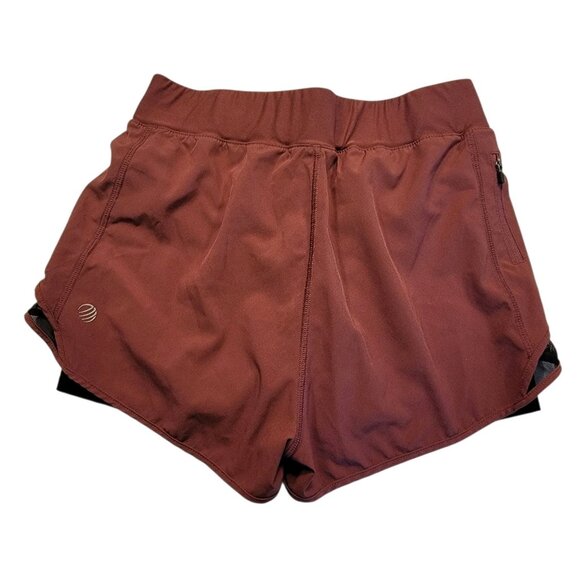MPG Athletic Running Shorts Women's Size Small Maroon Red 2-in-1 Stretch Waist - Picture 1 of 10